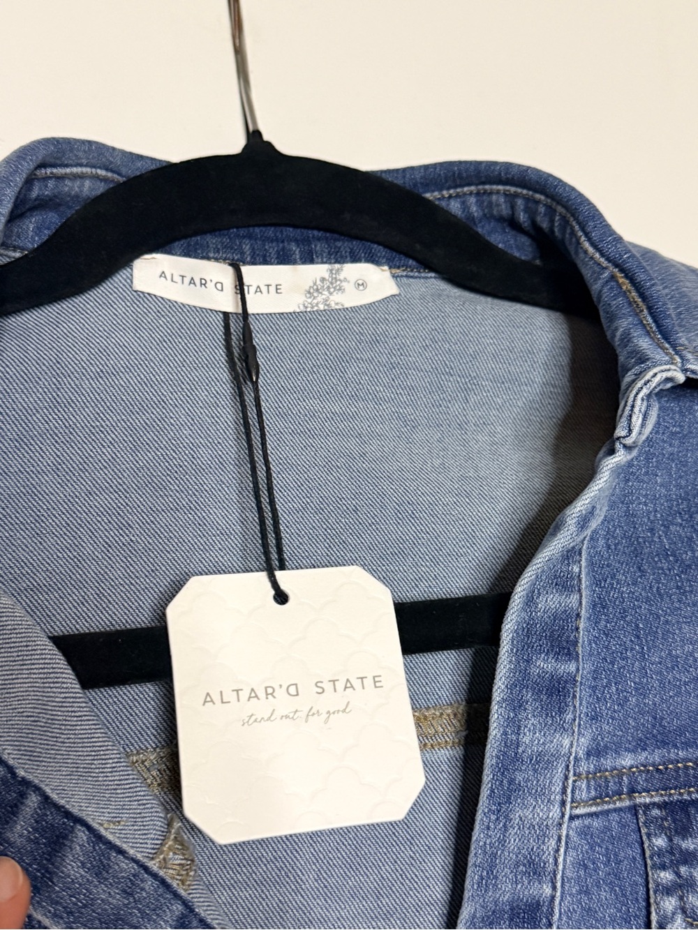 Altar'd State Crop Denim Button-Up - Picture 2 of 6